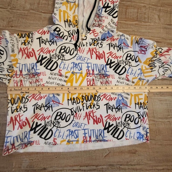 Roma Concept By Rosee Womens Cropped Hoodie Size L All Over Graffiti Print - Picture 6 of 7